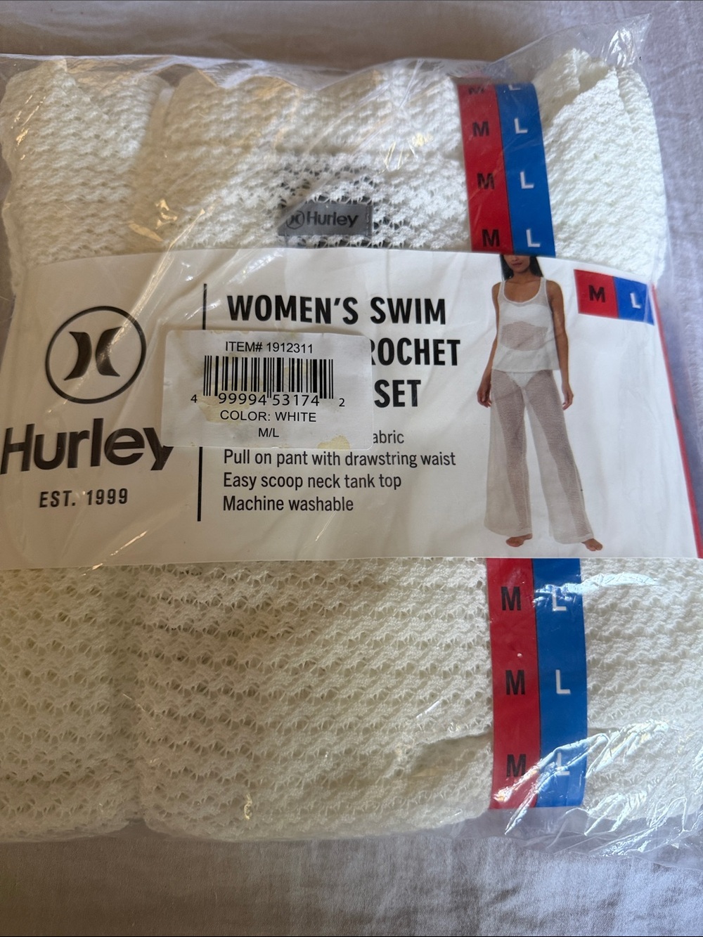 Hurley Women's white
crochet swim set pants